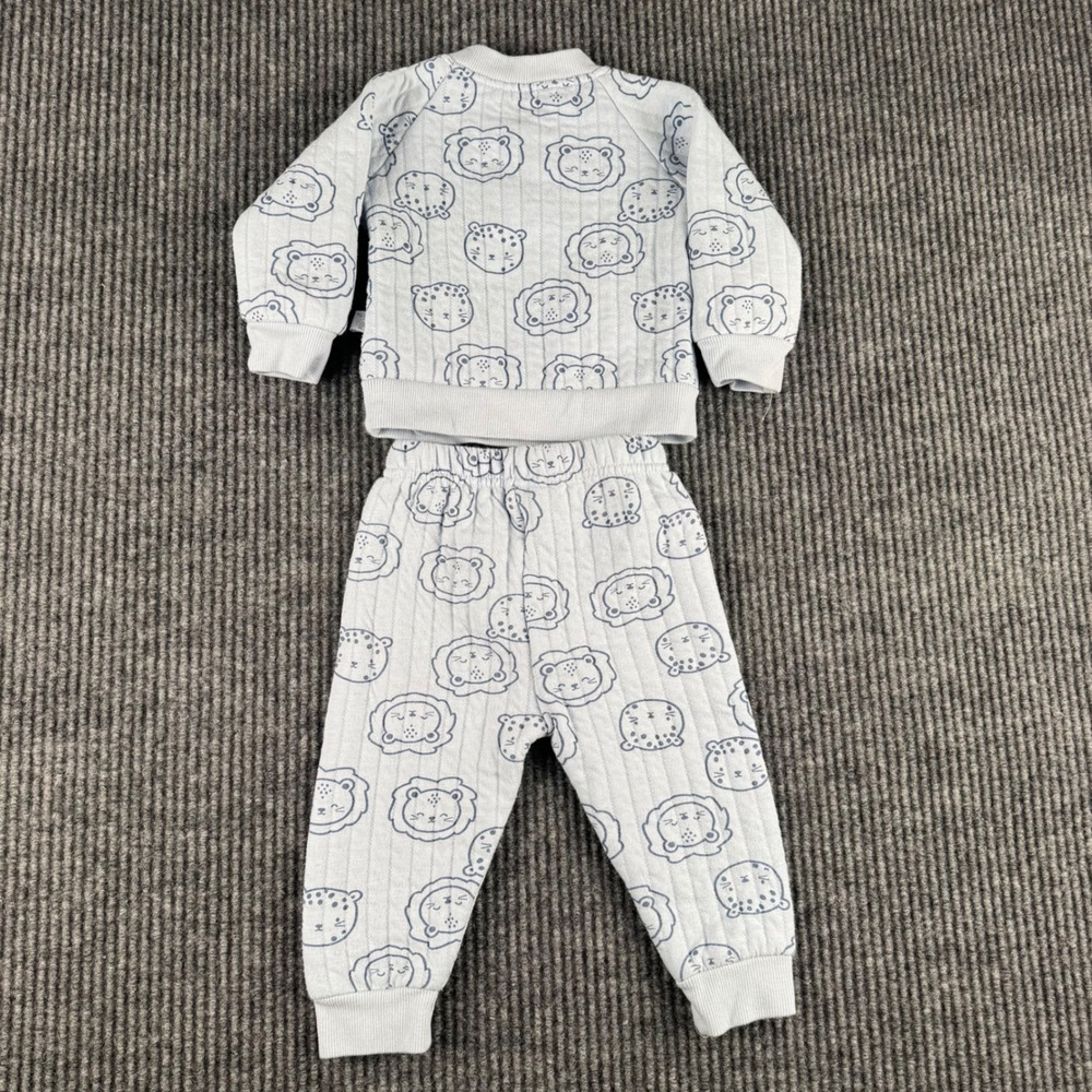 Duck Duck Goose Baby 6-9M Quilted Lion Print Henley Top & Joggers Set Blue 195 - Picture 8 of 8